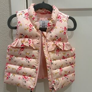 GAP Pink Floral Puffer Vest